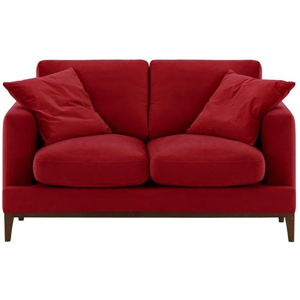 Canapé deux places Covex Wood, rouge - Velluto 7, Couleur des pieds: Chêne foncé