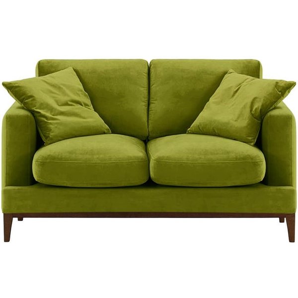 Canapé deux places Covex Wood, olive - Velluto 9, Couleur des pieds: Chêne foncé