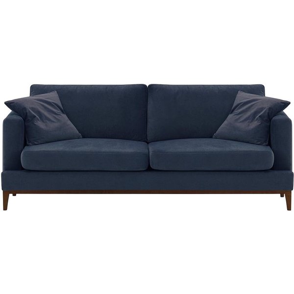 Canapé trois places Covex Wood, bleu - Velluto 11, Couleur des pieds: Chêne foncé
