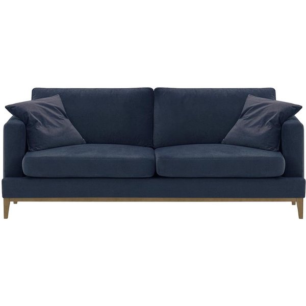 Canapé trois places Covex Wood, bleu - Velluto 11, Couleur des pieds: Noir wax