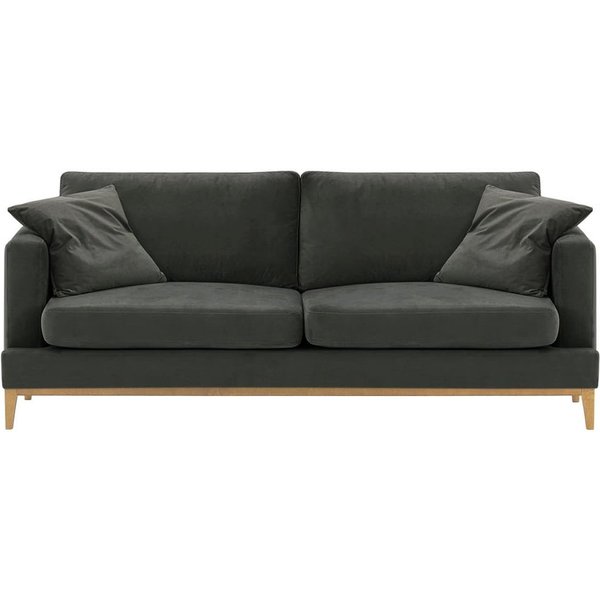 Canapé trois places Covex Wood, graphite - Velluto 19, Couleur des pieds: Chêne clair
