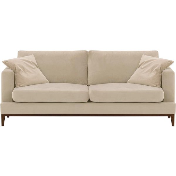Canapé trois places Covex Wood, beige clair - Velluto 2, Couleur des pieds: Chêne foncé
