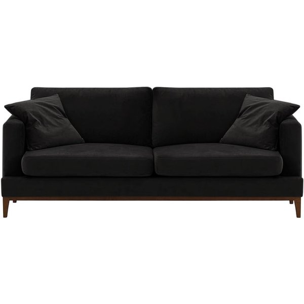 Canapé trois places Covex Wood, noir - Velluto 20, Couleur des pieds: Chêne foncé