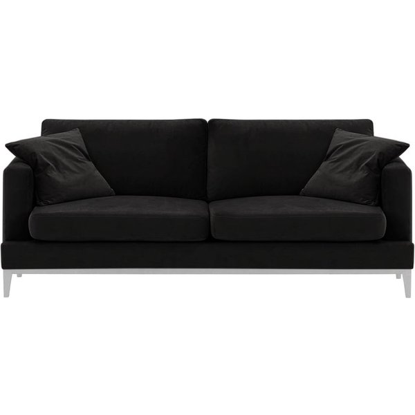 Canapé trois places Covex Wood, noir - Velluto 20, Couleur des pieds: Blanc