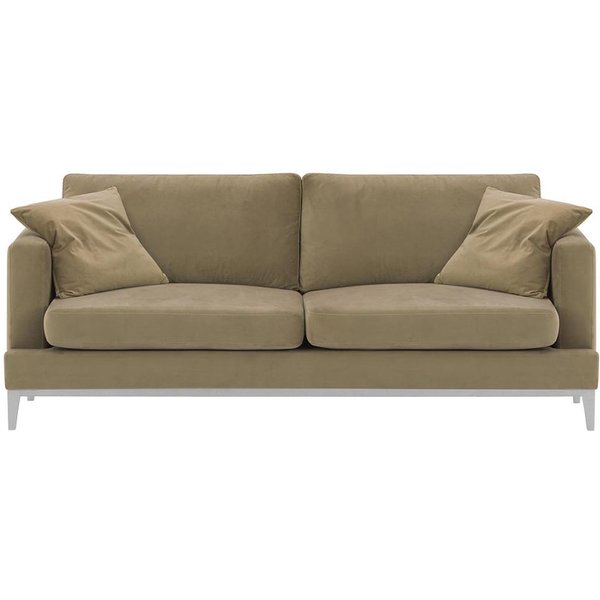 Canapé trois places Covex Wood, beige - Velluto 3, Couleur des pieds: Blanc