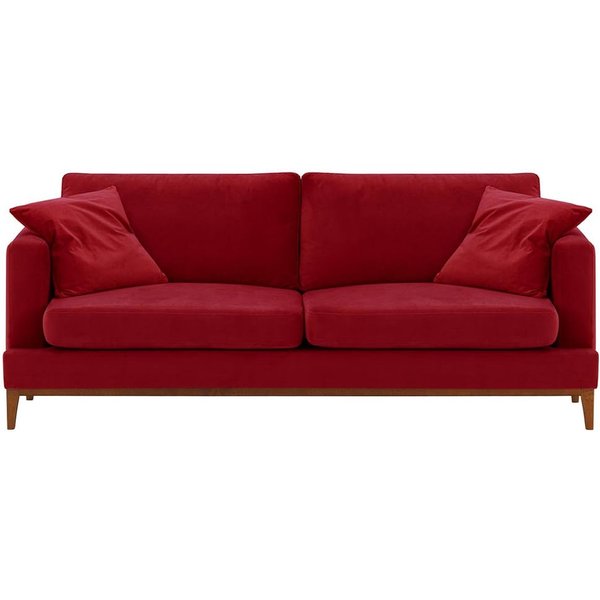 Canapé trois places Covex Wood, rouge - Velluto 7, Couleur des pieds: aveo