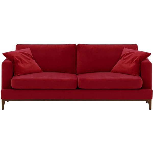 Canapé trois places Covex Wood, rouge - Velluto 7, Couleur des pieds: Chêne foncé
