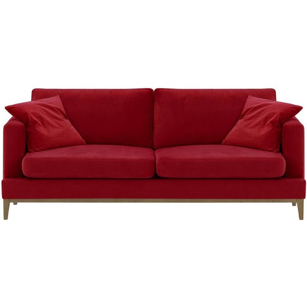 Canapé trois places Covex Wood, rouge - Velluto 7, Couleur des pieds: Noir wax