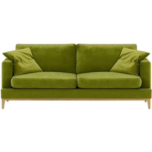 Canapé trois places Covex Wood, olive - Velluto 9, Couleur des pieds: Chêne clair