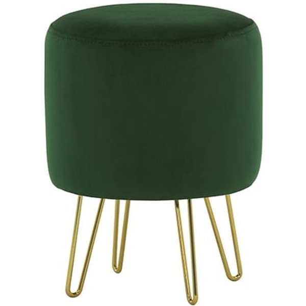 Petit pouf rond avec pieds métalliques Flair, vert foncé - Velluto 10