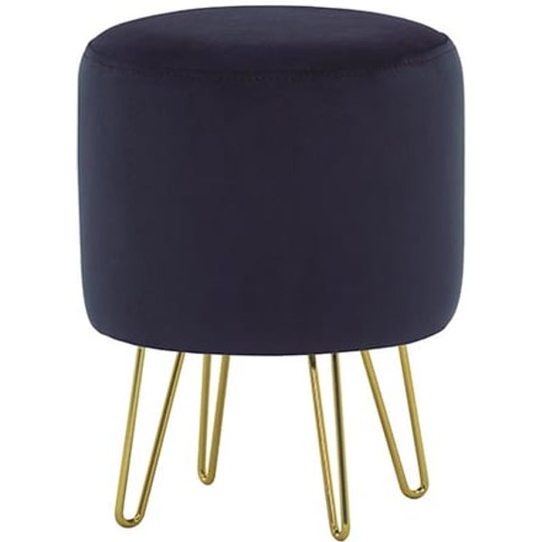 Petit pouf rond avec pieds métalliques Flair, bleu - Velluto 11