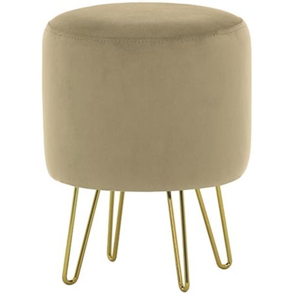 Petit pouf rond avec pieds métalliques Flair, beige - Velluto 3