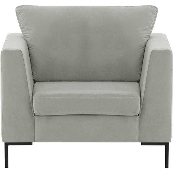 Fauteuil Gosena, gris clair - Velluto 15, Couleur des pieds: Métal noir