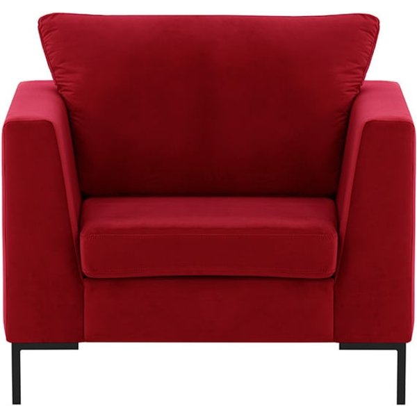 Fauteuil Gosena, rouge - Velluto 7, Couleur des pieds: Métal noir