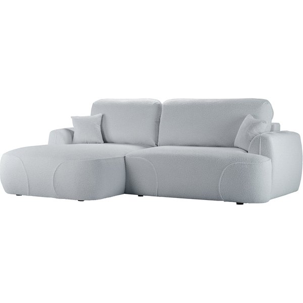 Satell – canapé d’angle gauche avec fonction lit, Teddy dove - gris clair