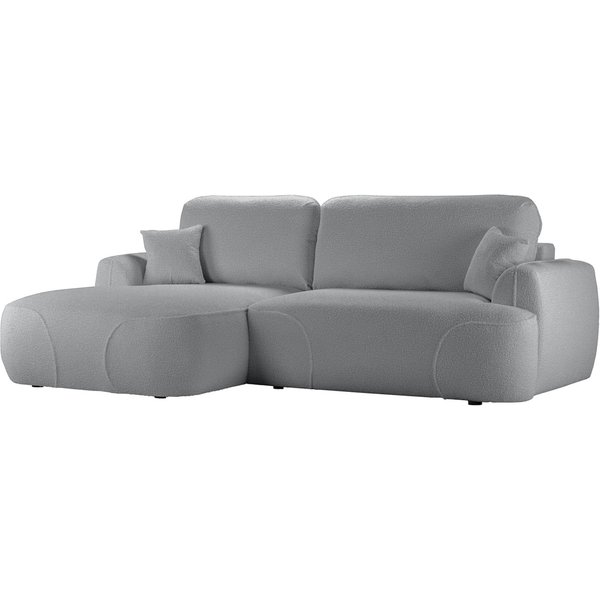 Satell – canapé d’angle gauche avec fonction lit, Teddy slate - gris