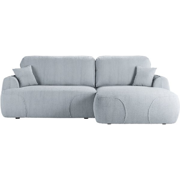 Satell – canapé d’angle droit avec fonction lit, Poso 55 - gris clair