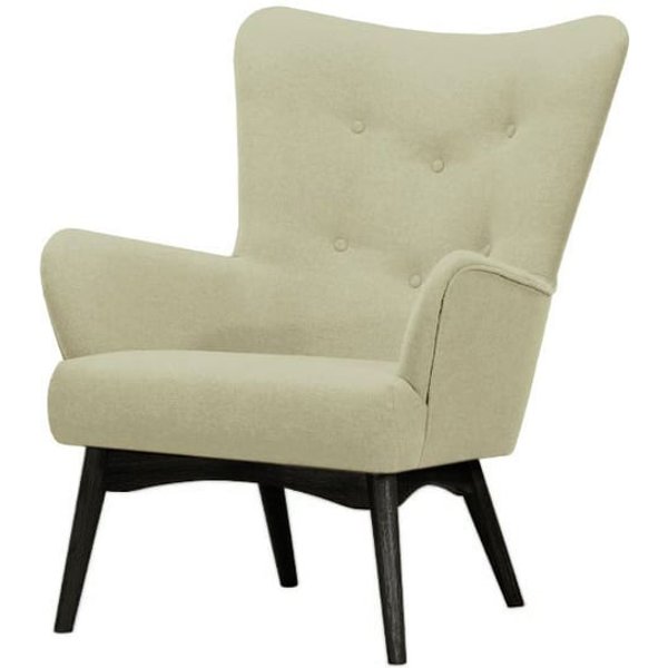 Fauteuil à oreilles Savano, crème - Baku 15, Couleur des pieds: Noir