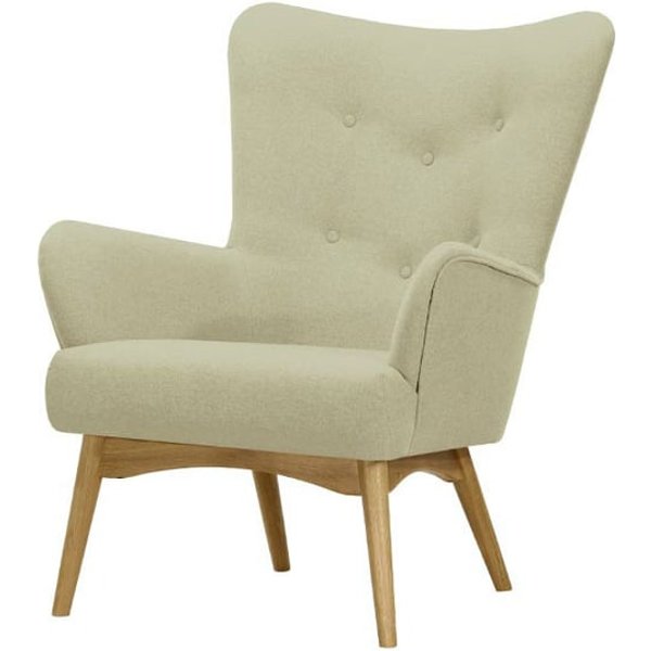 Fauteuil à oreilles Savano, crème - Baku 15, Couleur des pieds: Chêne clair