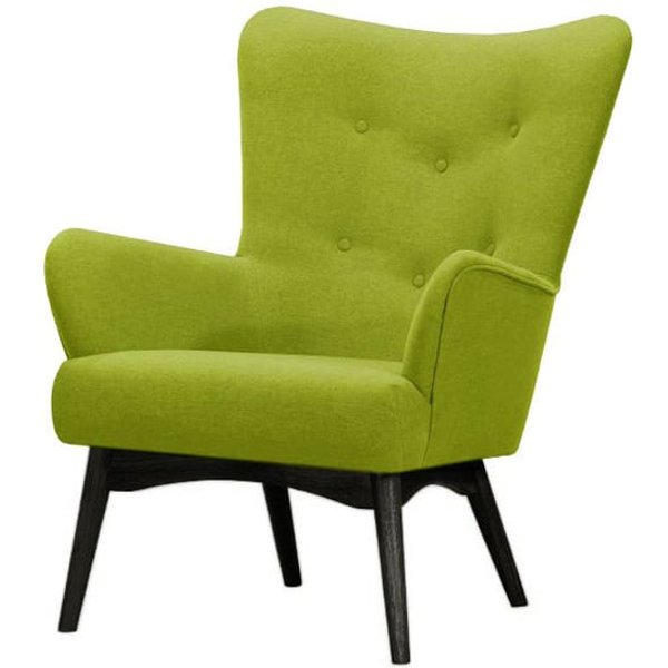 Fauteuil à oreilles Savano, vert citron - Baku 7, Couleur des pieds: Noir
