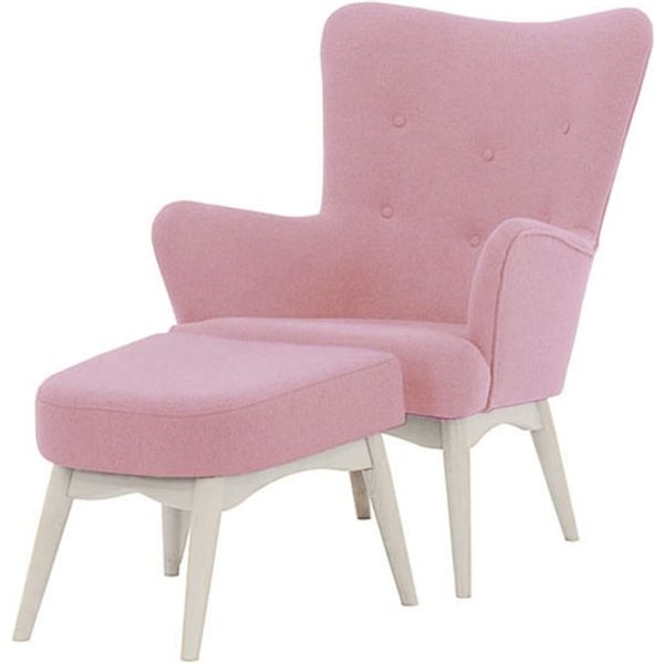 Fauteuil à oreilles avec repose-pied Savano, Violet - Baku 16, Couleur des pieds: Blanc