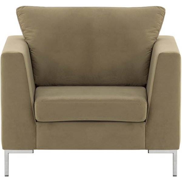 Fauteuil Gosena, beige - Velluto 3, Couleur des pieds: Métal chromé