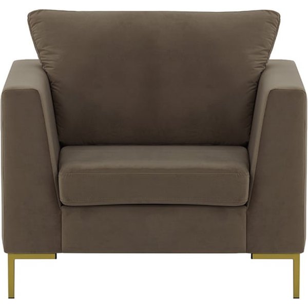Fauteuil Gosena, gris éléphant - Velluto 17, Couleur des pieds: Métal doré