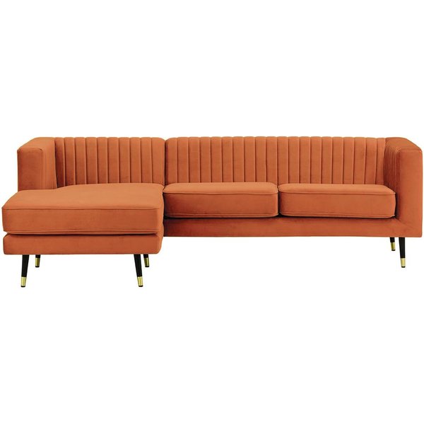 Grand canapé d’angle gauche Slender, Velluto 33 - orange rouillé
