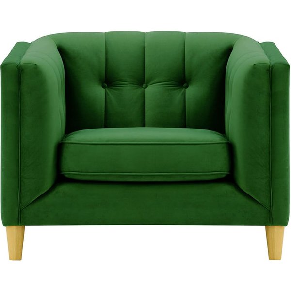 Fauteuil Sodre, vert foncé - Velluto 10, Couleur des pieds: Chêne clair