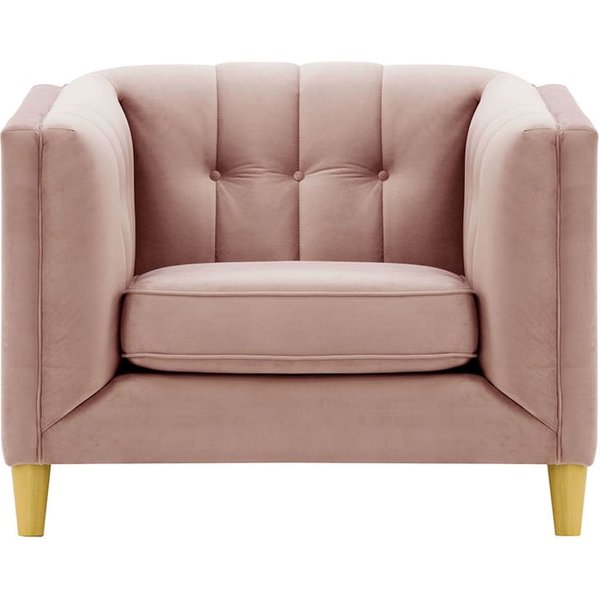 Fauteuil Sodre, lila/rose - Velluto 14, Couleur des pieds: Chêne clair