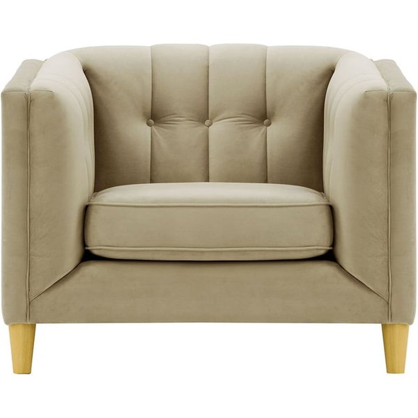 Fauteuil Sodre, beige - Velluto 3, Couleur des pieds: Chêne clair
