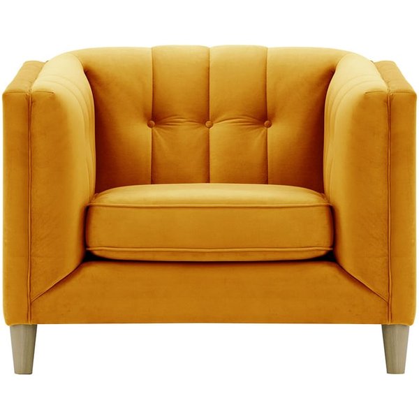 Fauteuil Sodre, moutarde - Velluto 8, Couleur des pieds: Noir wax