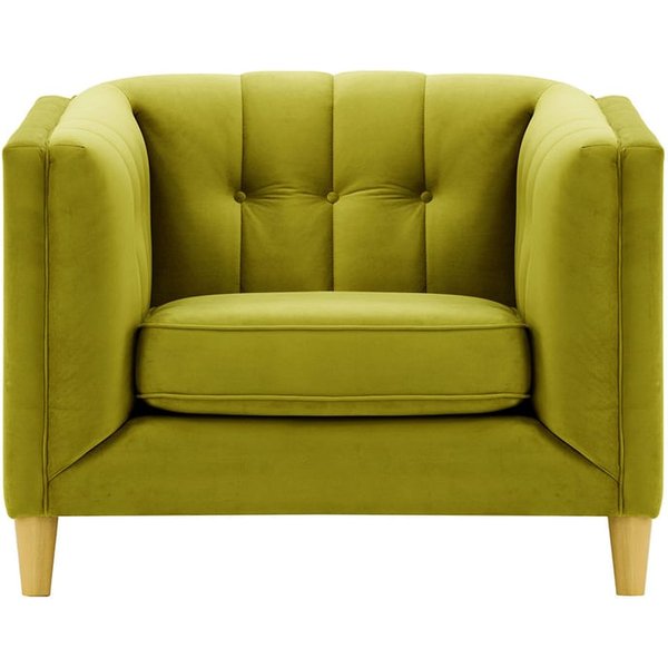 Fauteuil Sodre, olive - Velluto 9, Couleur des pieds: Chêne clair