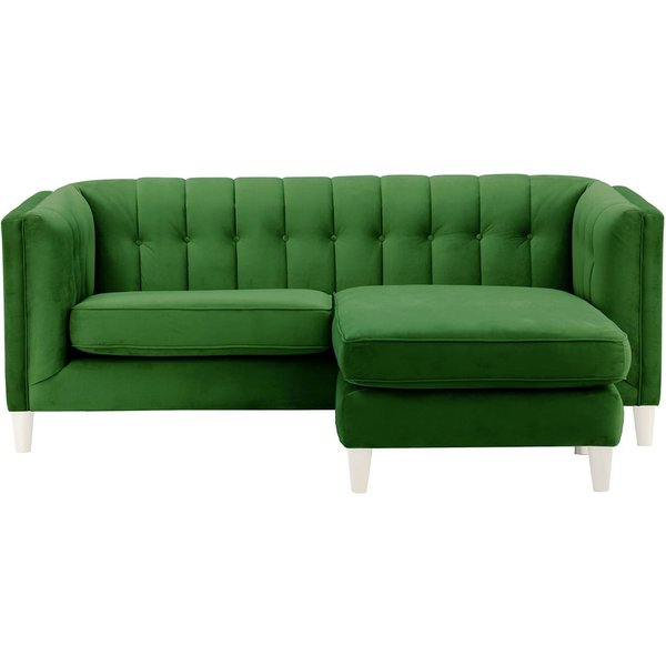 Canapé d’angle réversible Sodre, vert foncé - Velluto 10, Couleur des pieds: Blanc