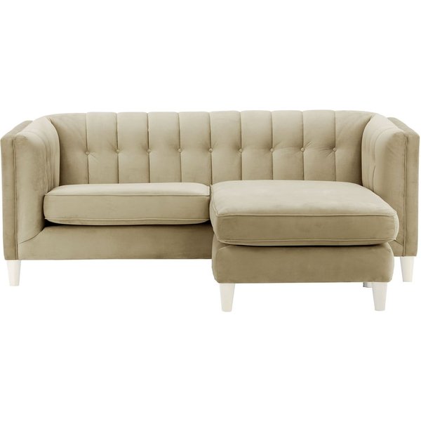 Canapé d’angle réversible Sodre, beige - Velluto 3, Couleur des pieds: Blanc