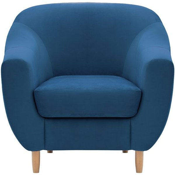 Fauteuil Salma, bleu - Velluto 11, Couleur des pieds: Chêne clair