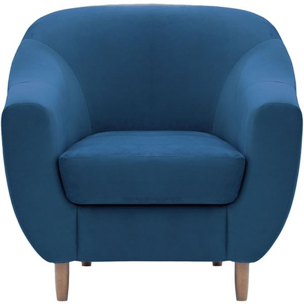 Fauteuil Salma, bleu - Velluto 11, Couleur des pieds: Noir wax