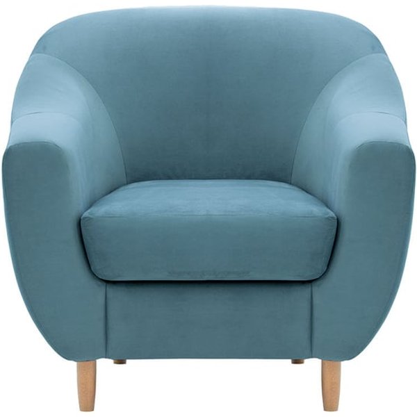 Fauteuil Salma, bleu - Velluto 12, Couleur des pieds: Chêne clair