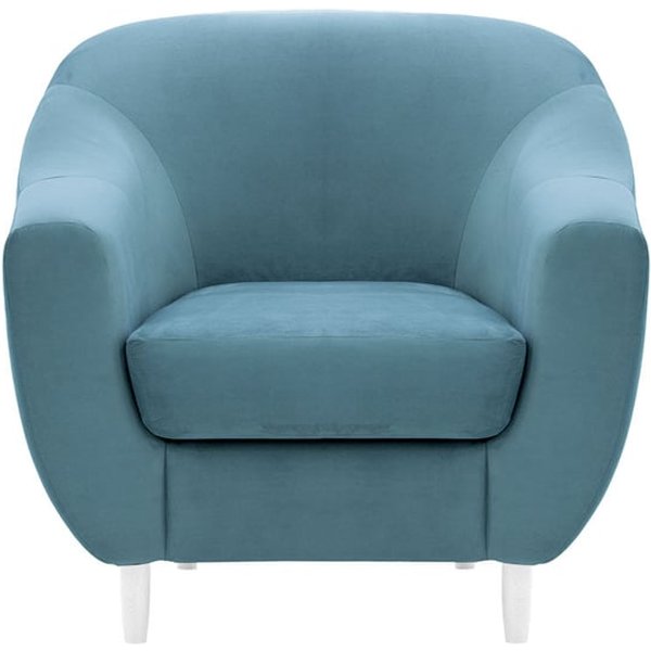 Fauteuil Salma, bleu - Velluto 12, Couleur des pieds: Blanc