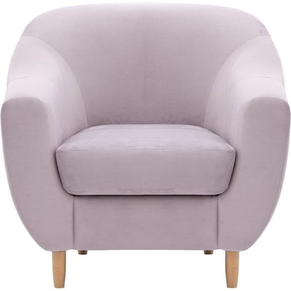 Fauteuil Salma, lila/rose - Velluto 14, Couleur des pieds: Chêne clair