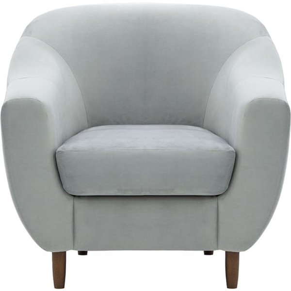 Fauteuil Salma, gris clair - Velluto 15, Couleur des pieds: Chêne foncé