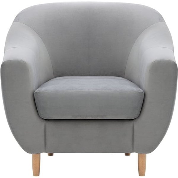 Fauteuil Salma, gris éléphant - Velluto 17, Couleur des pieds: Chêne clair