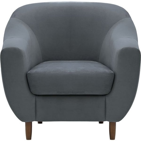 Fauteuil Salma, graphite - Velluto 19, Couleur des pieds: Chêne foncé