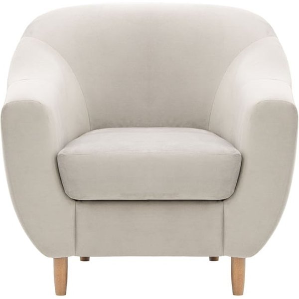 Fauteuil Salma, beige clair - Velluto 2, Couleur des pieds: Chêne clair