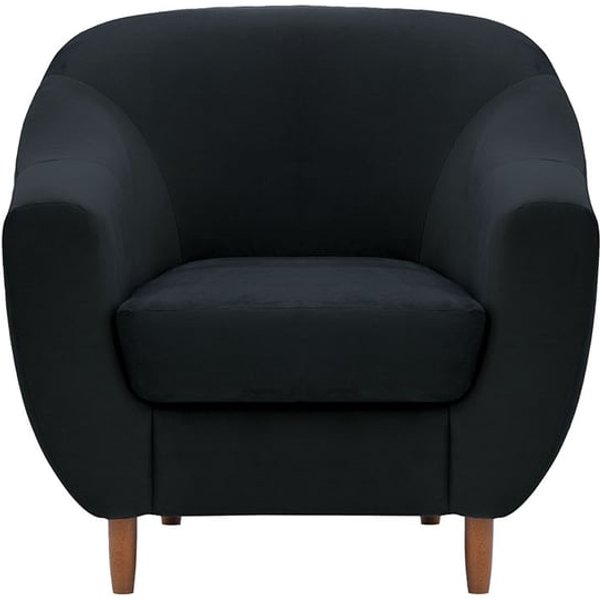 Fauteuil Salma, noir - Velluto 20, Couleur des pieds: aveo