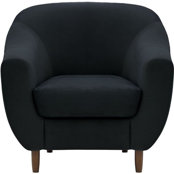 Fauteuil Salma, noir - Velluto 20, Couleur des pieds: Chêne foncé