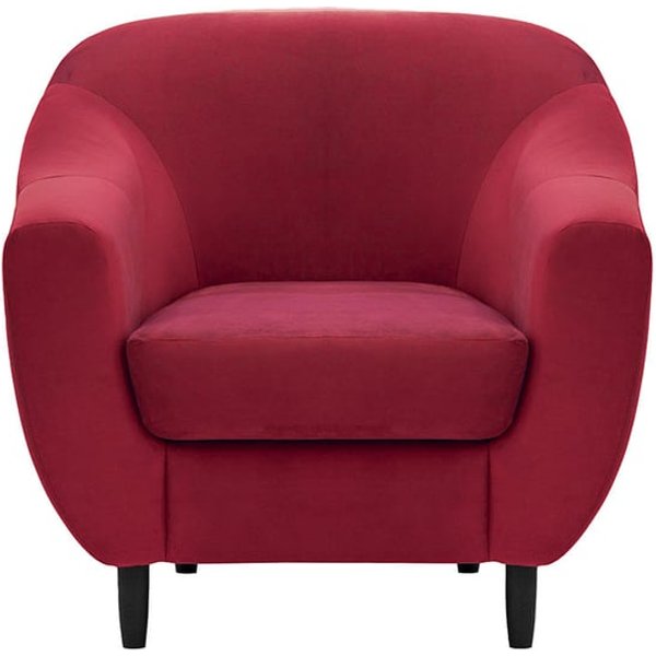 Fauteuil Salma, rouge - Velluto 7, Couleur des pieds: Noir