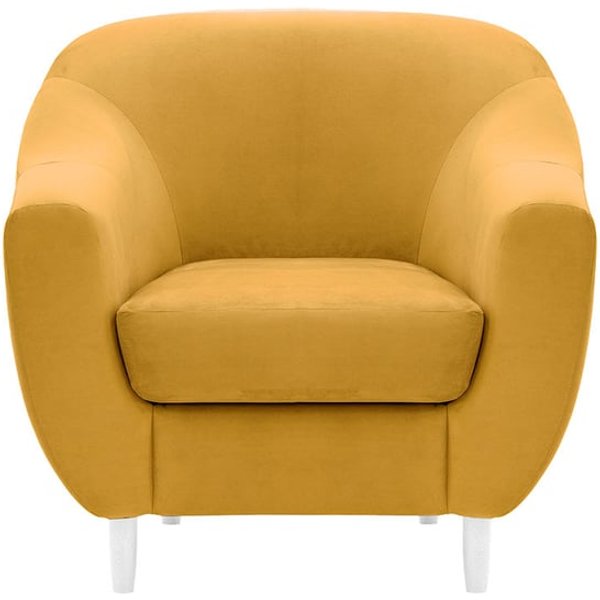 Fauteuil Salma, moutarde - Velluto 8, Couleur des pieds: Blanc