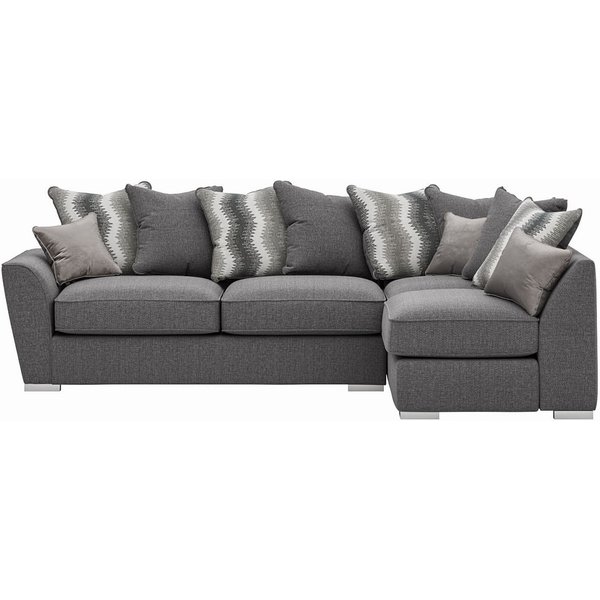 Canapé d'angle droit Majestic New avec dossier à coussins, gris foncé -Cherub 1482/ Meira 032/ gris - Velluti 16
