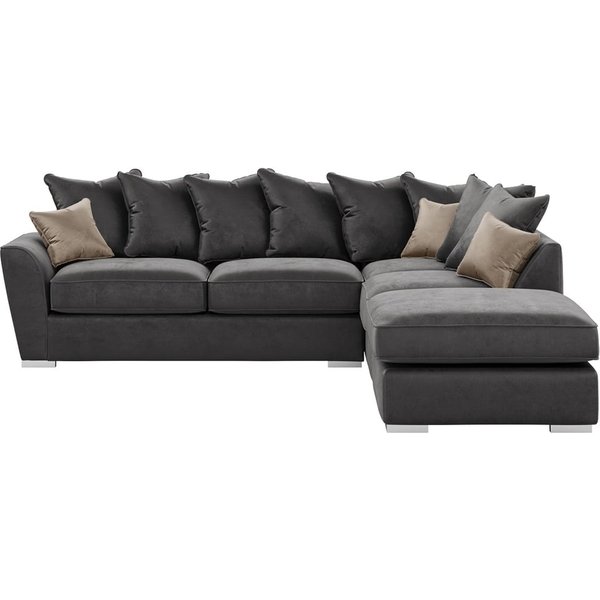 Canapé d’angle droit à coussins Majestic, graphite - Velluto 19/ beige - Velluto 3